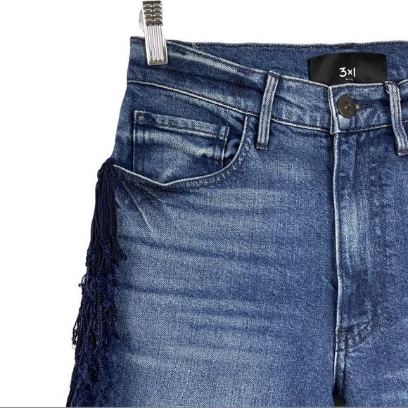 3X1 Higher Ground Fringe Crop Straight Leg Jeans - Picture 4 of 16